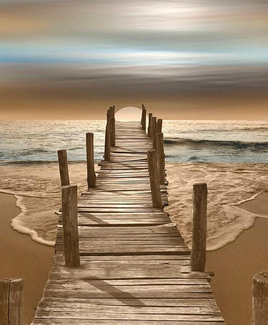 Blick auf den Strand und Sonnenuntergang DIY Painting - Diamond Painting