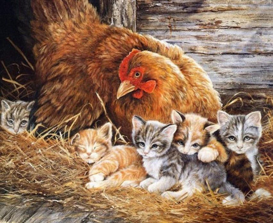 Katzen & Hühnermalerei Kit - Diamond Painting