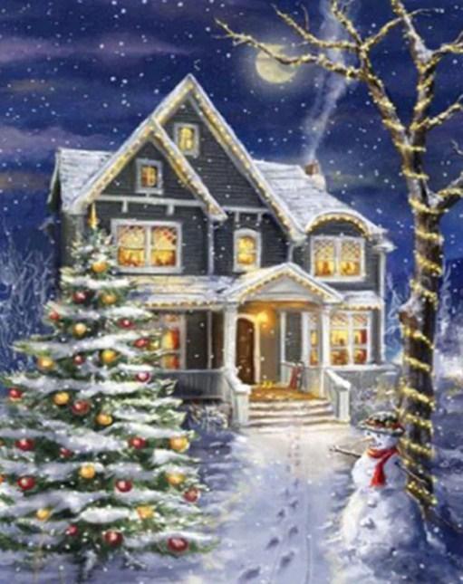 Weihnachtshaus - Malen mit Diamanten - Diamond Painting