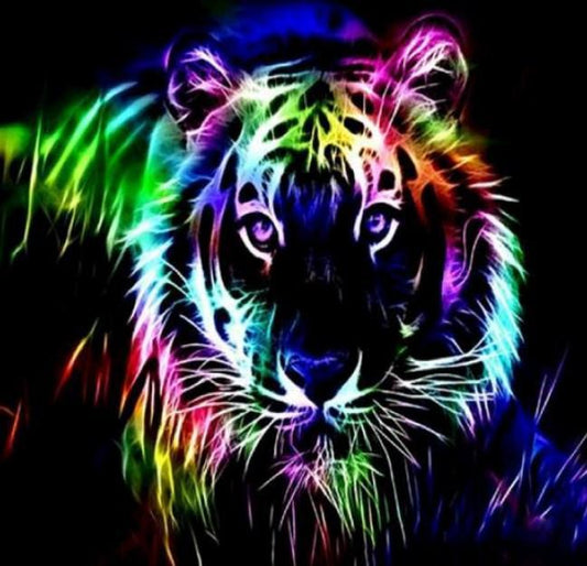 Bunter Neontiger - Farbe mit Diamanten - Diamond Painting