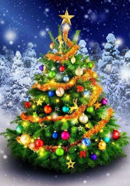 Dekorierte Weihnachtsbaum DIY Malerei Ki - Diamond Painting