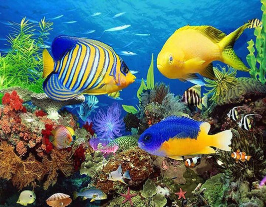 Fischaquarium - Farbe mit Diamanten - Diamond Painting