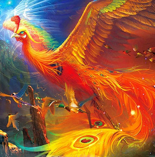 Fliegender Phönix - Farbe mit Diamanten - Diamond Painting