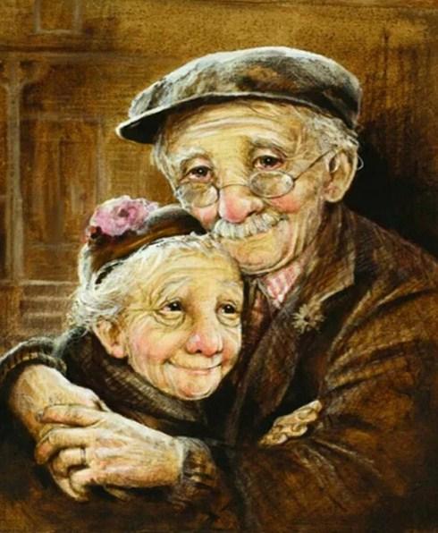 Liebevolle alte Paar Diamond Painting - Diamond Painting