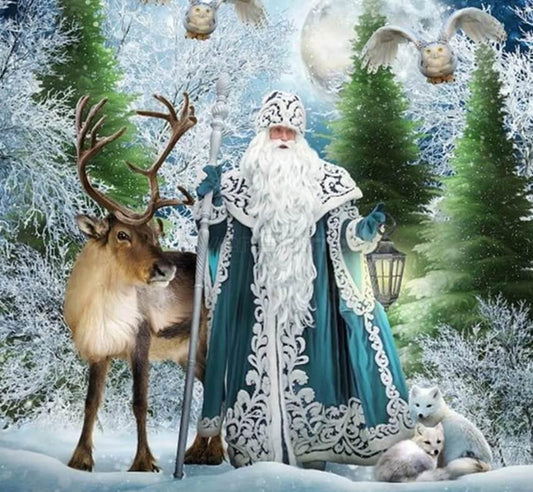 Weihnachtsmann & Tiere Malerei Kit - Diamond Painting