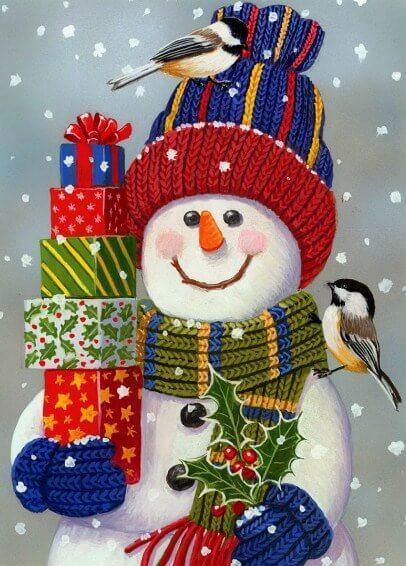 Schneemann mit Weihnachtsgeschenken - Diamond Painting
