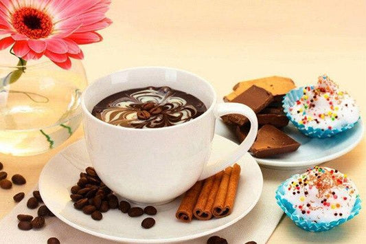 Kaffee & Tasse Kuchen Diamond Painting - Diamond Painting