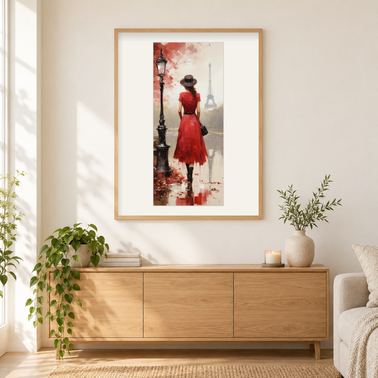 Ein Mädchen in Paris als gerahmtes Diamond Painting im Wohnzimmer