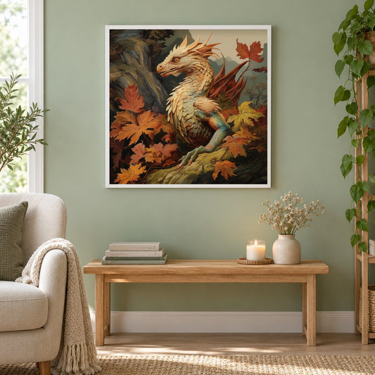 Abenteuer in mythischen Ländern als gerahmtes Diamond Painting im Wohnzimmer