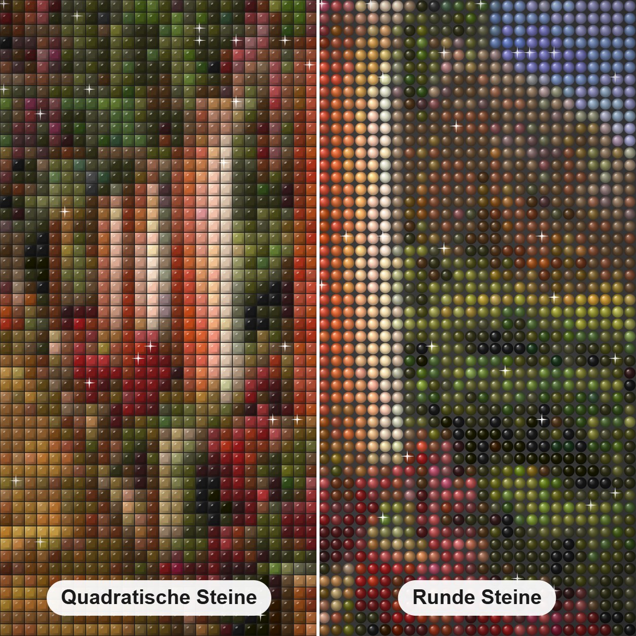 Bouganville über dem Meer - Kunst des Guido Borelli Diamond Painting Nahaufnahme mit quadratischen und runden Steinen