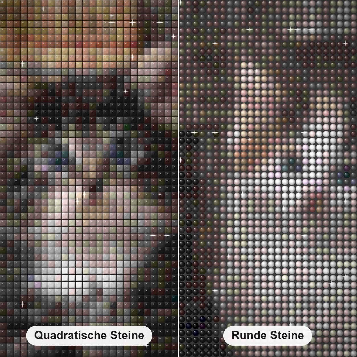 Charmante Katzen Diamond Painting Nahaufnahme mit quadratischen und runden Steinen