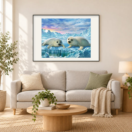 Dichtung Paar als gerahmtes Diamond Painting im Wohnzimmer
