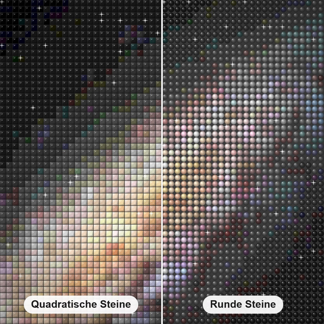 Einsame Galaxie im Weltraum verloren Diamond Painting Nahaufnahme mit quadratischen und runden Steinen