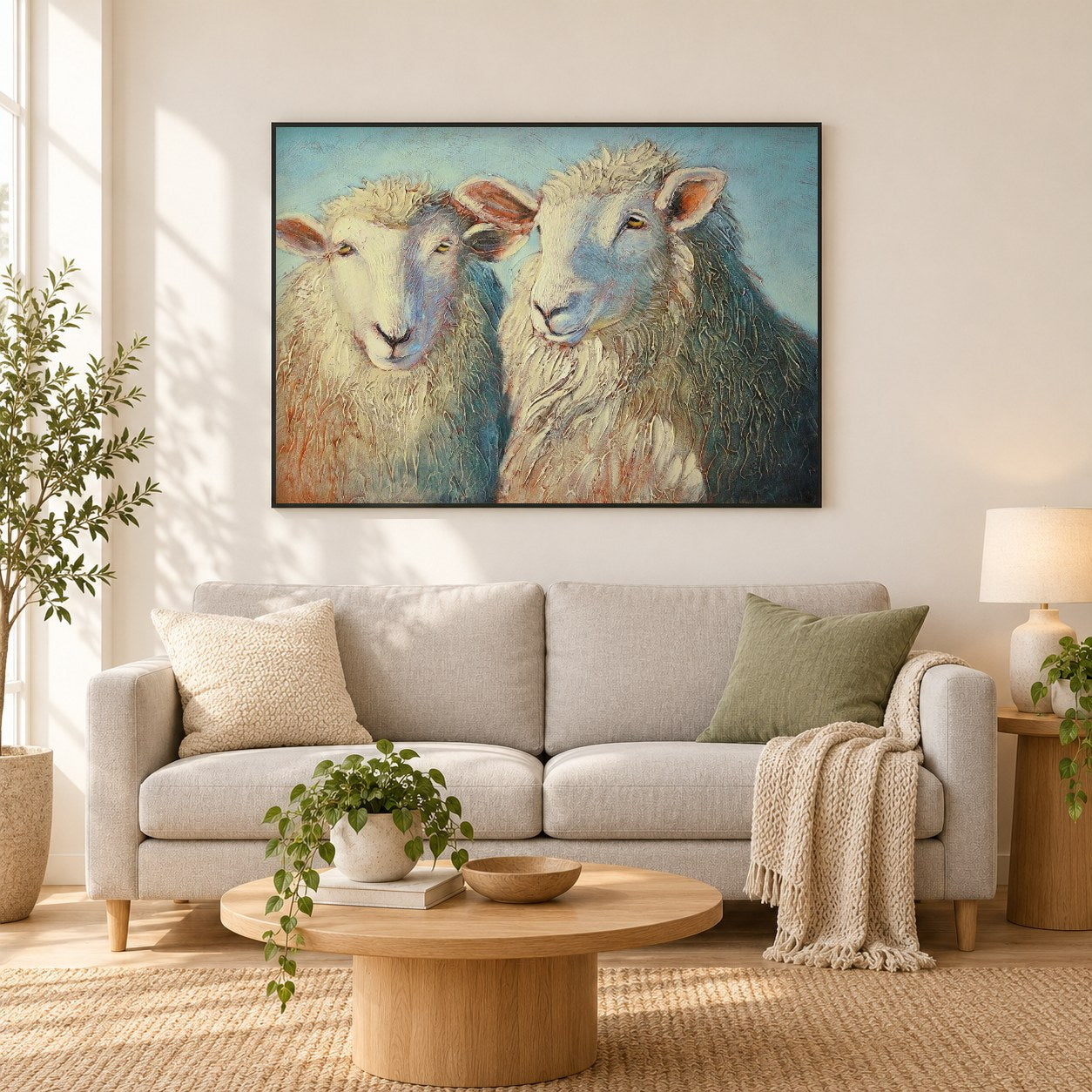 Ewell tritt leise ein - Kunst des Linda Wilder als gerahmtes Diamond Painting im Wohnzimmer