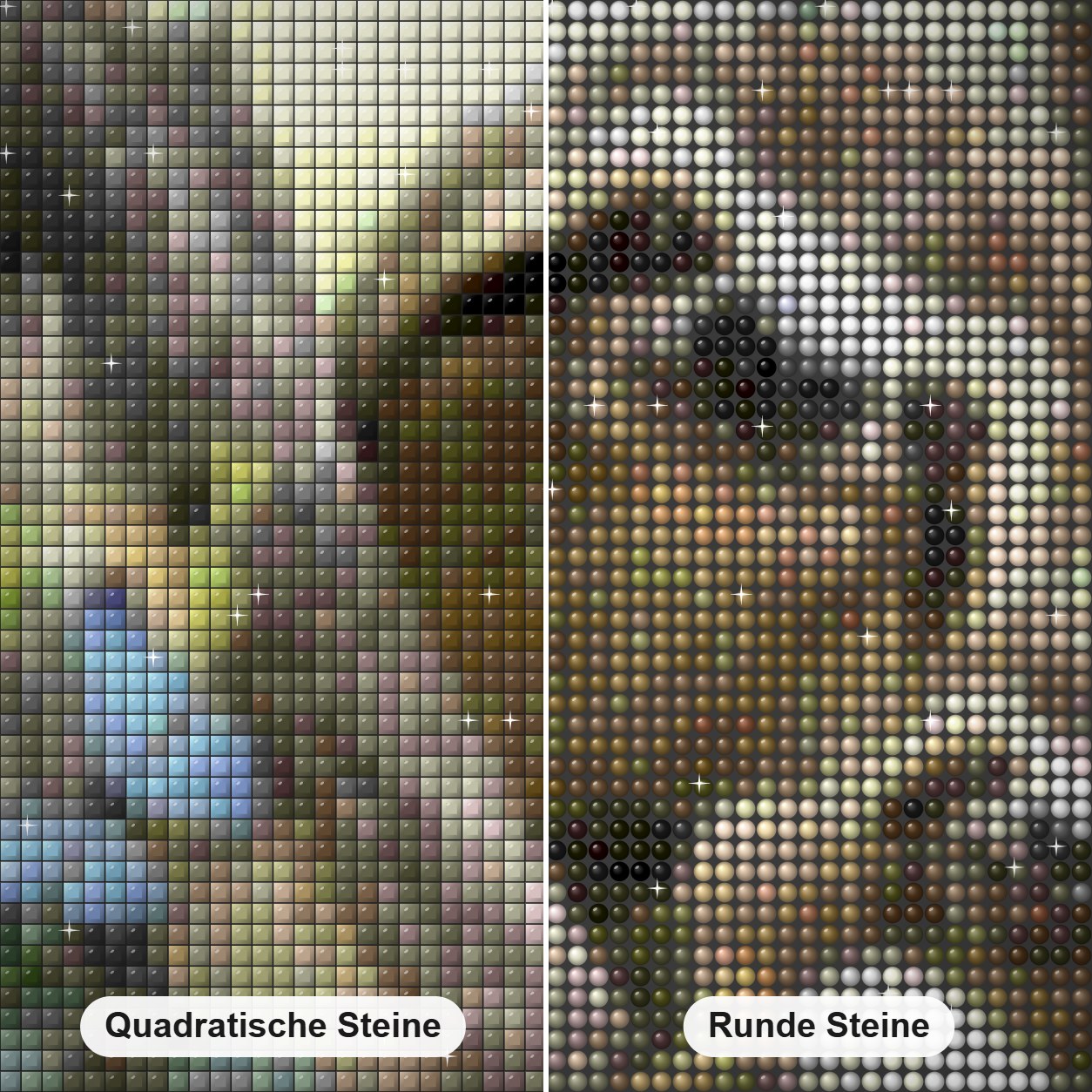 Faultier Familie Diamond Painting Nahaufnahme mit quadratischen und runden Steinen