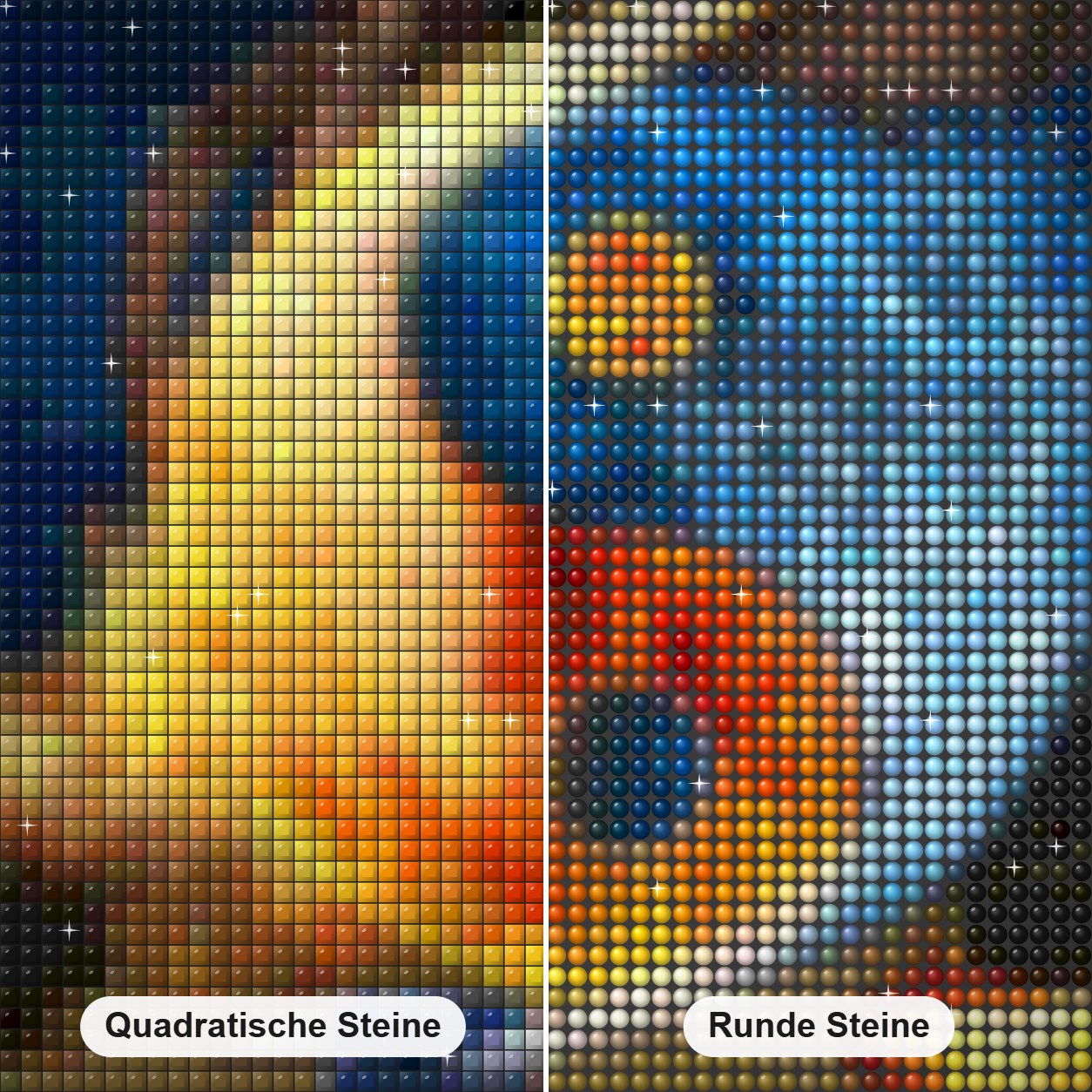 Feuerdrache und Wasserdrache im Kampf Diamond Painting Nahaufnahme mit quadratischen und runden Steinen