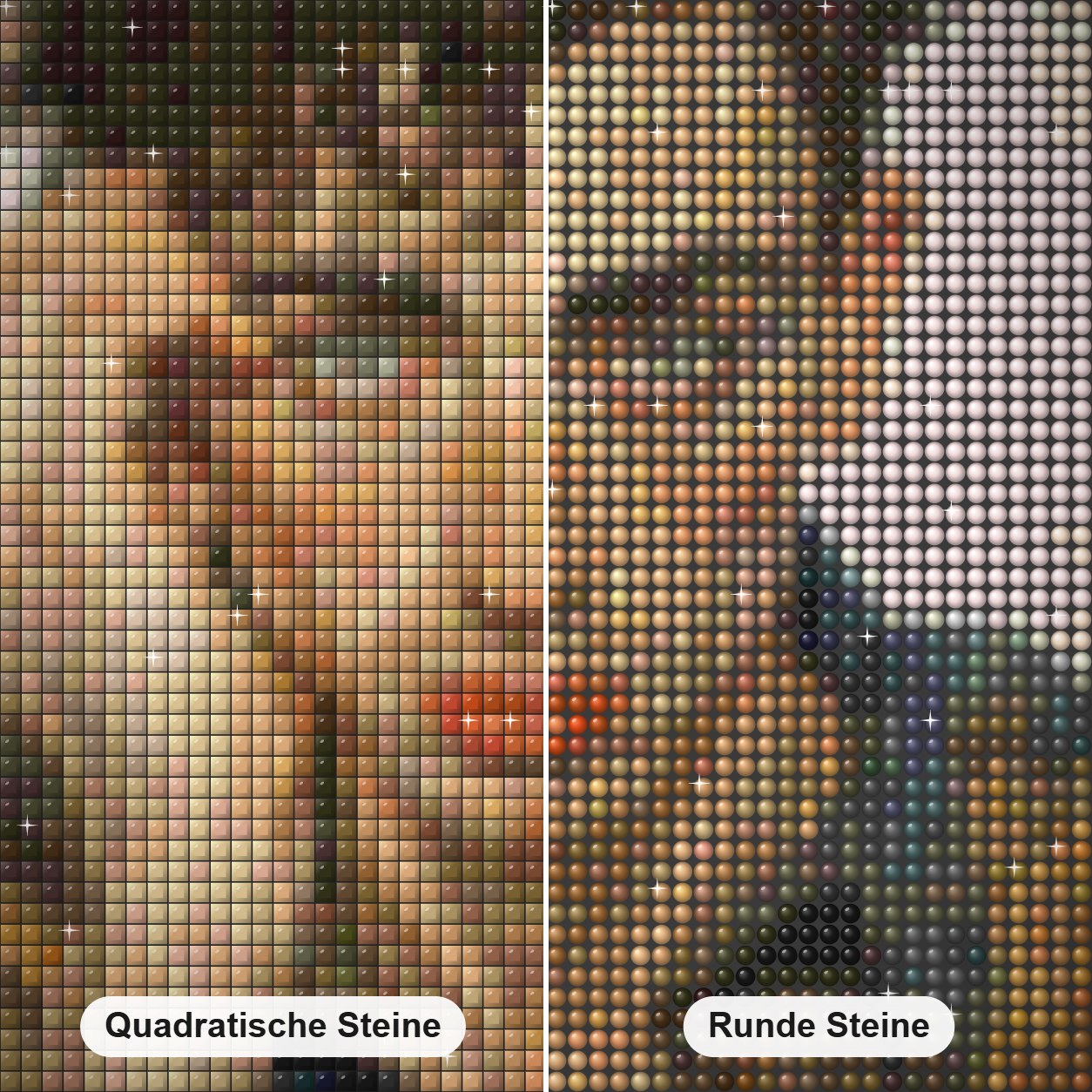 Finde dich selbst Diamond Painting Nahaufnahme mit quadratischen und runden Steinen