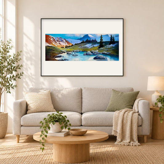 Jumbo-Pass - Kunst des Linda Wilder als gerahmtes Diamond Painting im Wohnzimmer