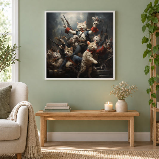 Lasst uns den Sieg feiern als gerahmtes Diamond Painting im Wohnzimmer