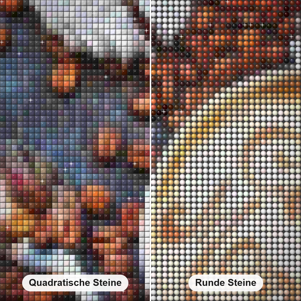 Morgen Kaffee Diamond Painting Nahaufnahme mit quadratischen und runden Steinen