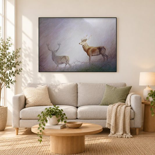 Nur die Starken -  Kunst des Eric Wilson als gerahmtes Diamond Painting im Wohnzimmer