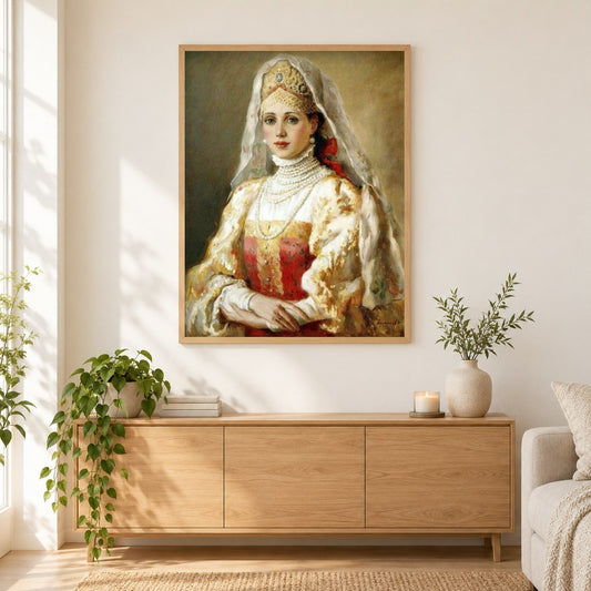 Schöne Frauen - Vladislav Nagornov als gerahmtes Diamond Painting im Wohnzimmer