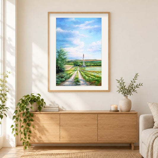 Zweite Ernte - Kunst des Jonn Einerssen als gerahmtes Diamond Painting im Wohnzimmer