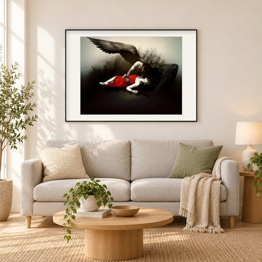 Sterben in Ihren Armen als gerahmtes Diamond Painting im Wohnzimmer