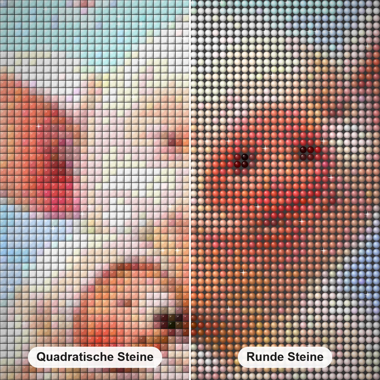 Süßes schwein & baby Diamond Painting Nahaufnahme mit quadratischen und runden Steinen