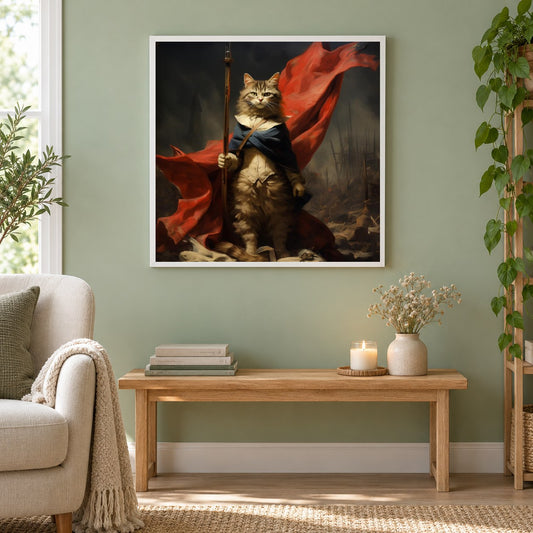 Die majestätische Pfoten-Diamantkunst als gerahmtes Diamond Painting im Wohnzimmer