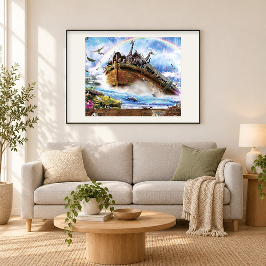 Tierwelt als gerahmtes Diamond Painting im Wohnzimmer