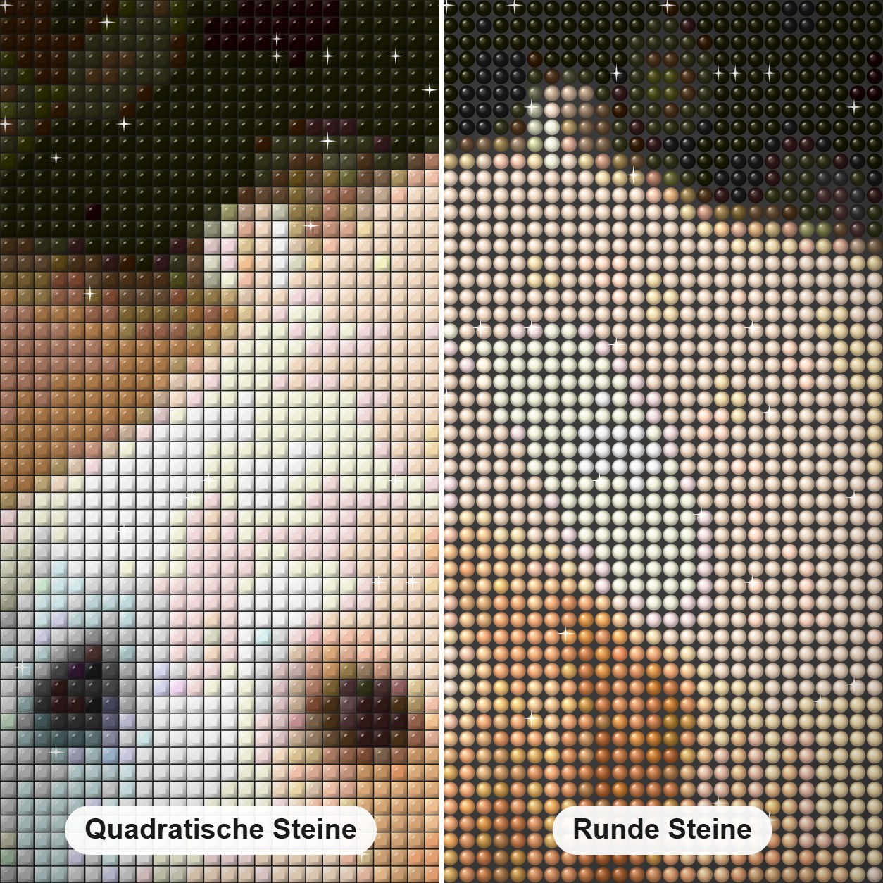 Trauriger Labrador Retriever Hun Diamond Painting Nahaufnahme mit quadratischen und runden Steinen