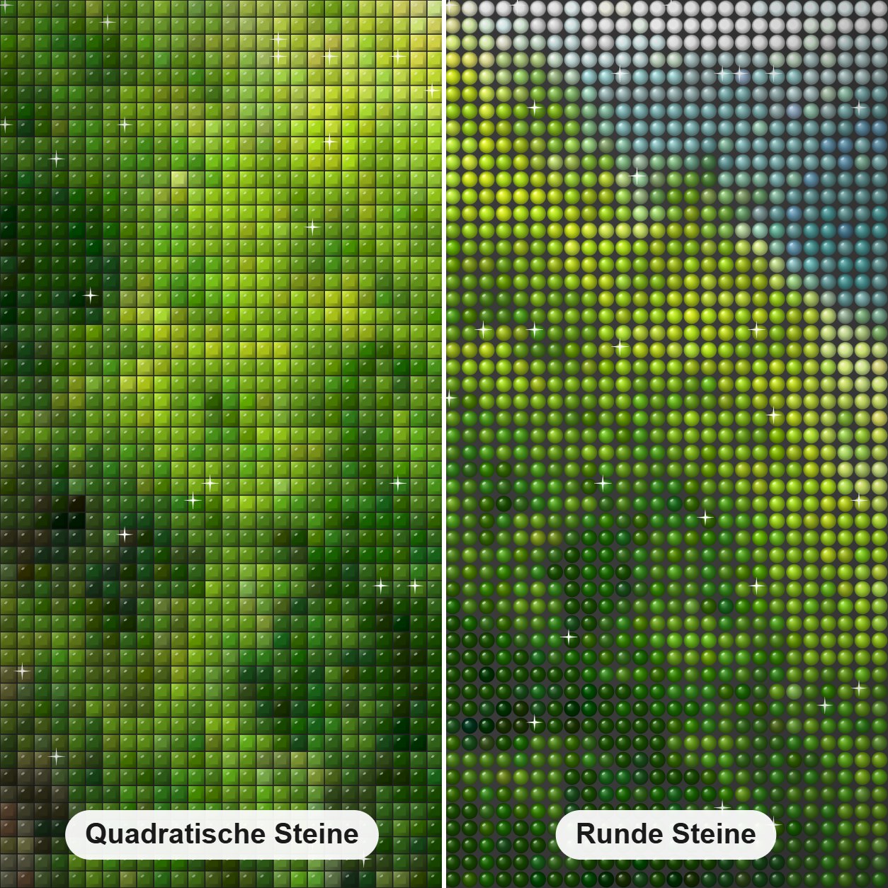 Wasserfall Schönheit Diamond Painting Nahaufnahme mit quadratischen und runden Steinen