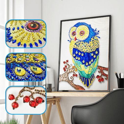 Bunte Eule- Spezial Diamond Painting - Diamond Painting