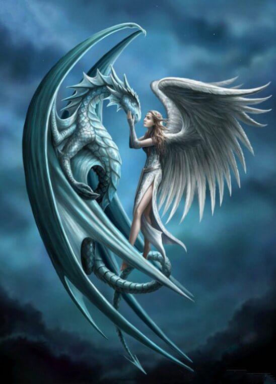 Engelsmädchen & Drache - Diamond Painting