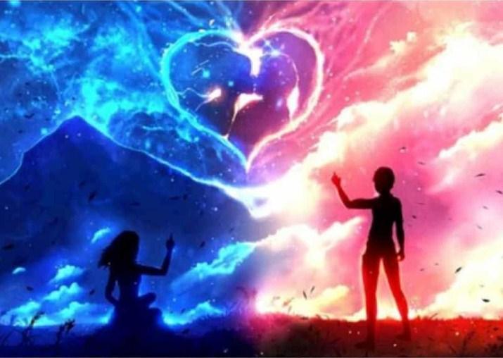 Anime Paar - Eis & Feuer Liebesherz - Diamond Painting