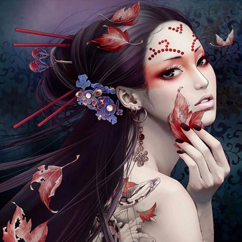 Asiatische Schönheit Diamond Painting - Diamond Painting