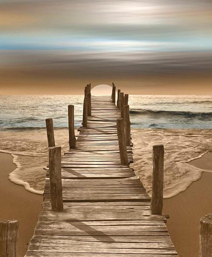 Blick auf den Strand und Sonnenuntergang DIY Painting - Diamond Painting