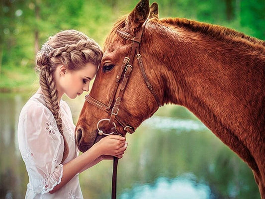 Schönes Mädchen & Pferd Diamond Painting - Diamond Painting