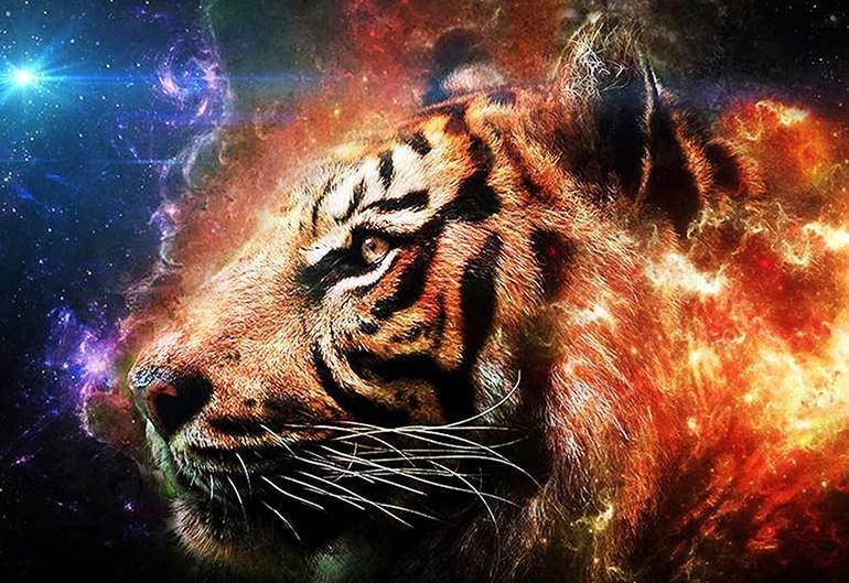 lodernde Tigerkunst - Diamond Painting