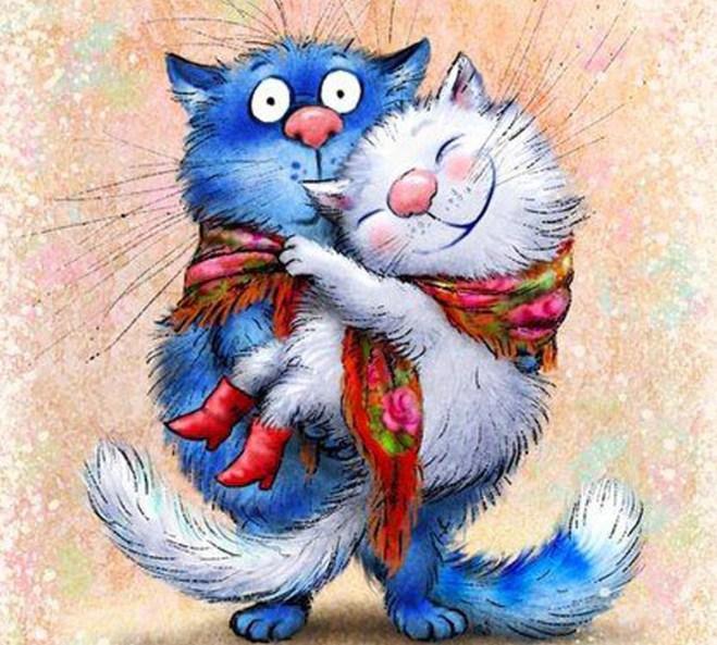 Karikatur Katzen verliebt - Diamond Painting
