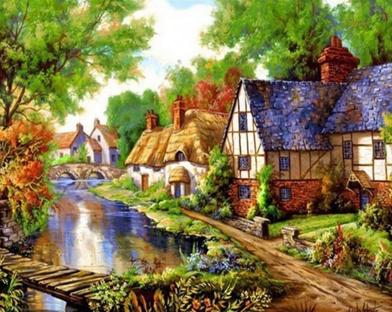 Europäisches Dorf malerei-Kit - Diamond Painting
