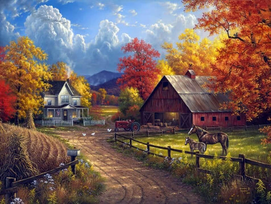 Bauernhof Bild malen von Diamanten - Diamond Painting