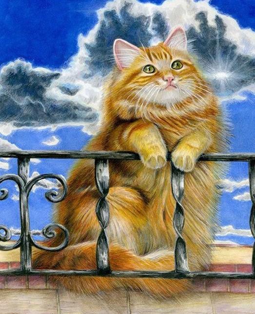 Flauschige braune Katze  - Diamond Painting Kit - Diamond Painting