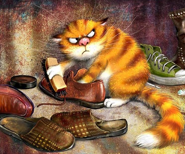 Mürrische Katze - Malen von Diamanten - Diamond Painting