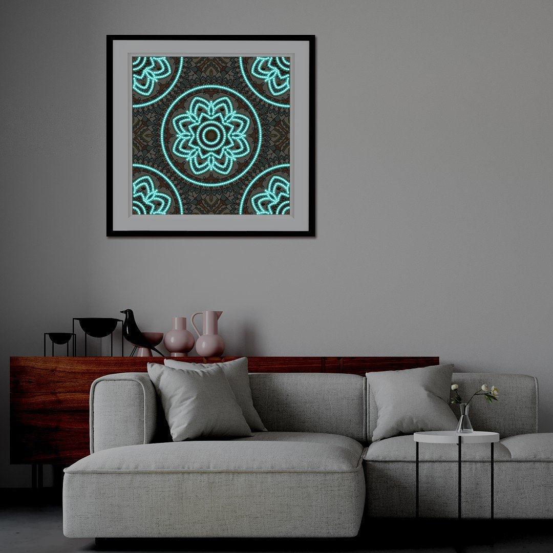 Bunte Mandala Leuchtet im Dunkeln Diamond Painting - Diamond Painting
