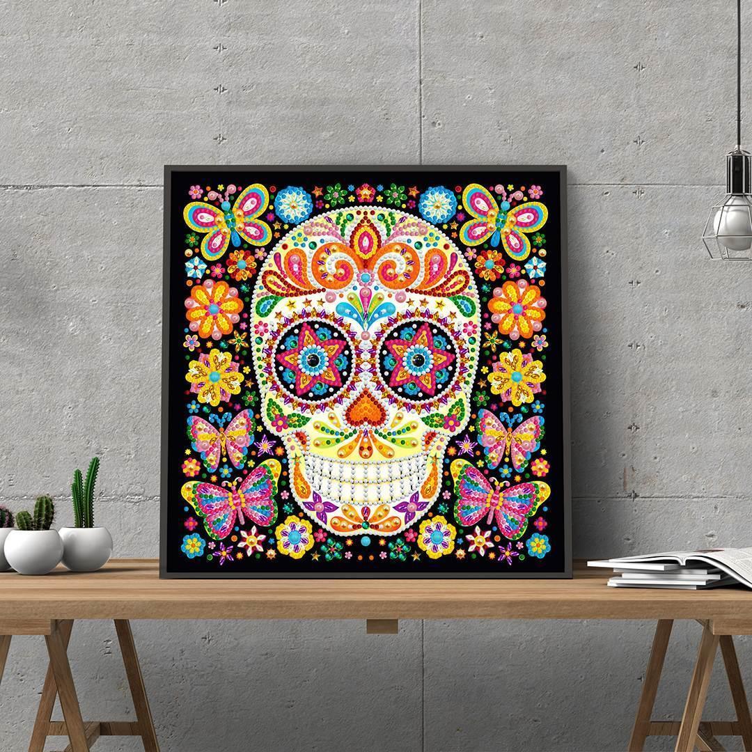Fröhliche Schädelnacht Leuchtendes Diamant-Kunstwerk - Diamond Painting