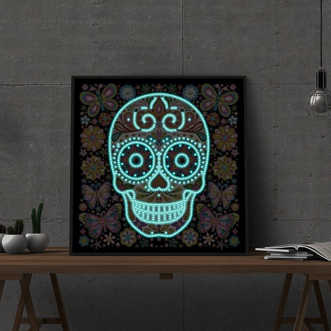 Fröhliche Schädelnacht Leuchtendes Diamant-Kunstwerk - Diamond Painting