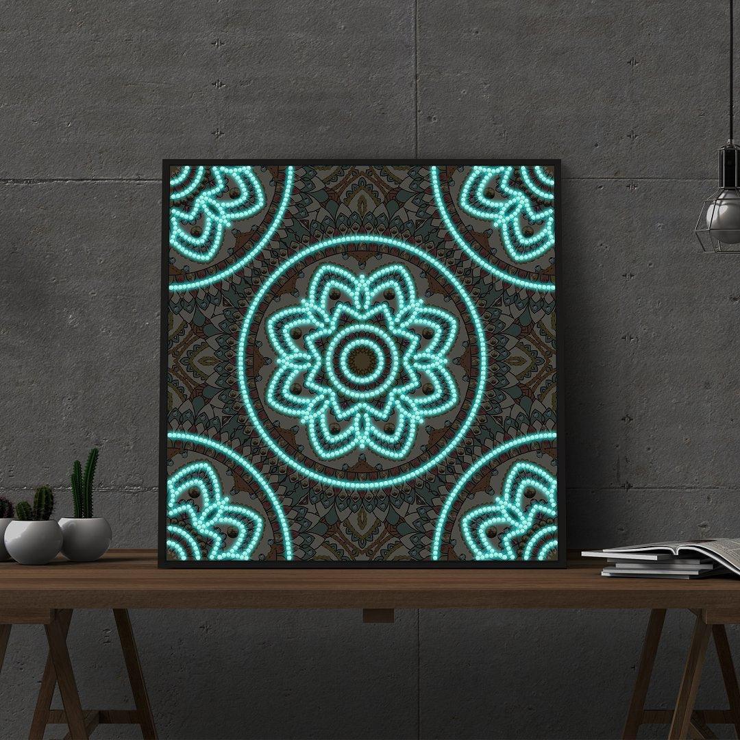 Bunte Mandala Leuchtet im Dunkeln Diamond Painting - Diamond Painting