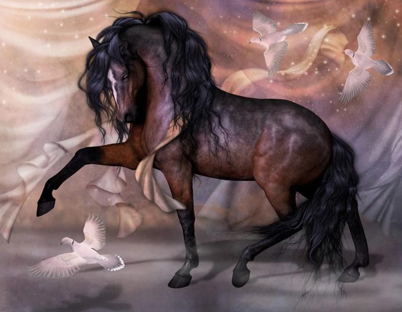 Pferd & Tauben Diamond Painting - Diamond Painting
